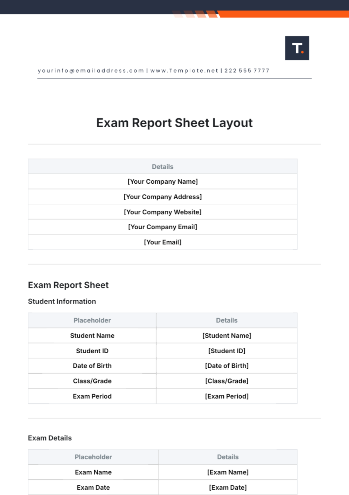 Exam Report Sheet Layout Template - Edit Online & Download