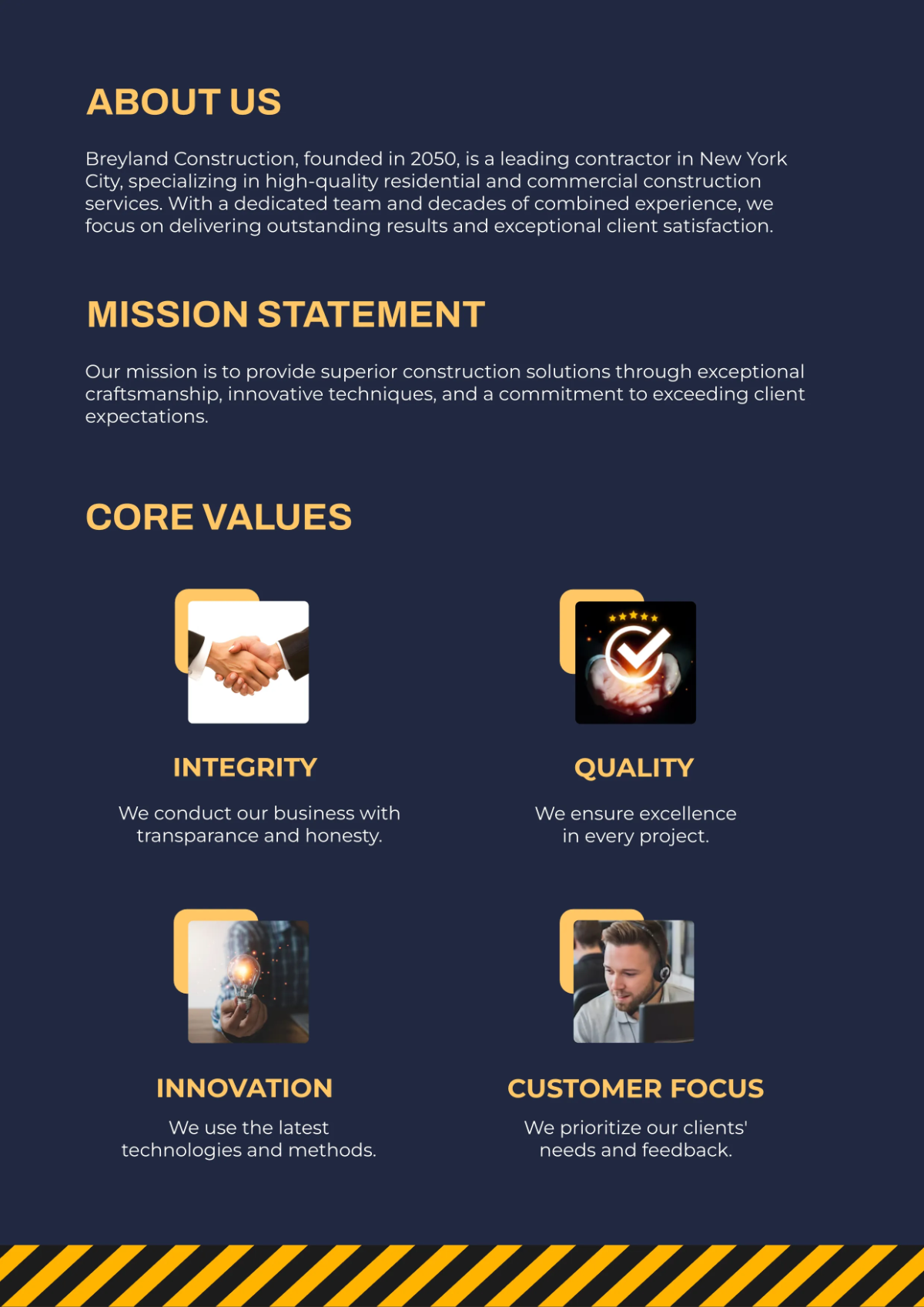 Free Contractor Business Profile Template to Edit Online
