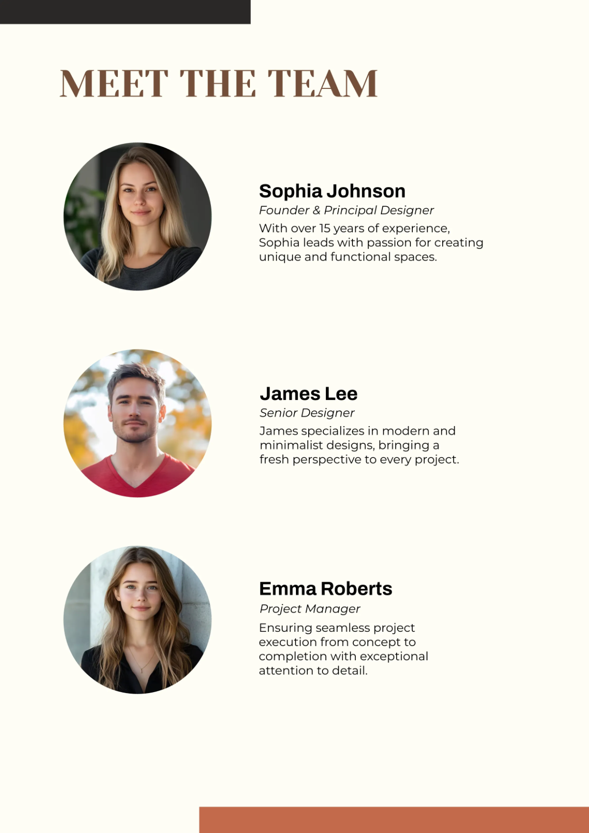 Free Interior Designer Business Profile Template to Edit Online