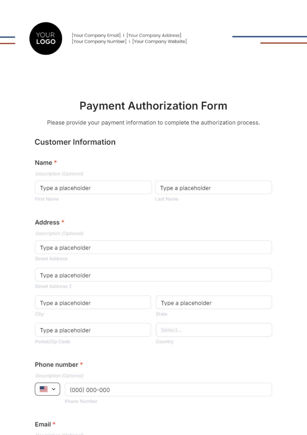 Free Payment Authorization Form Template