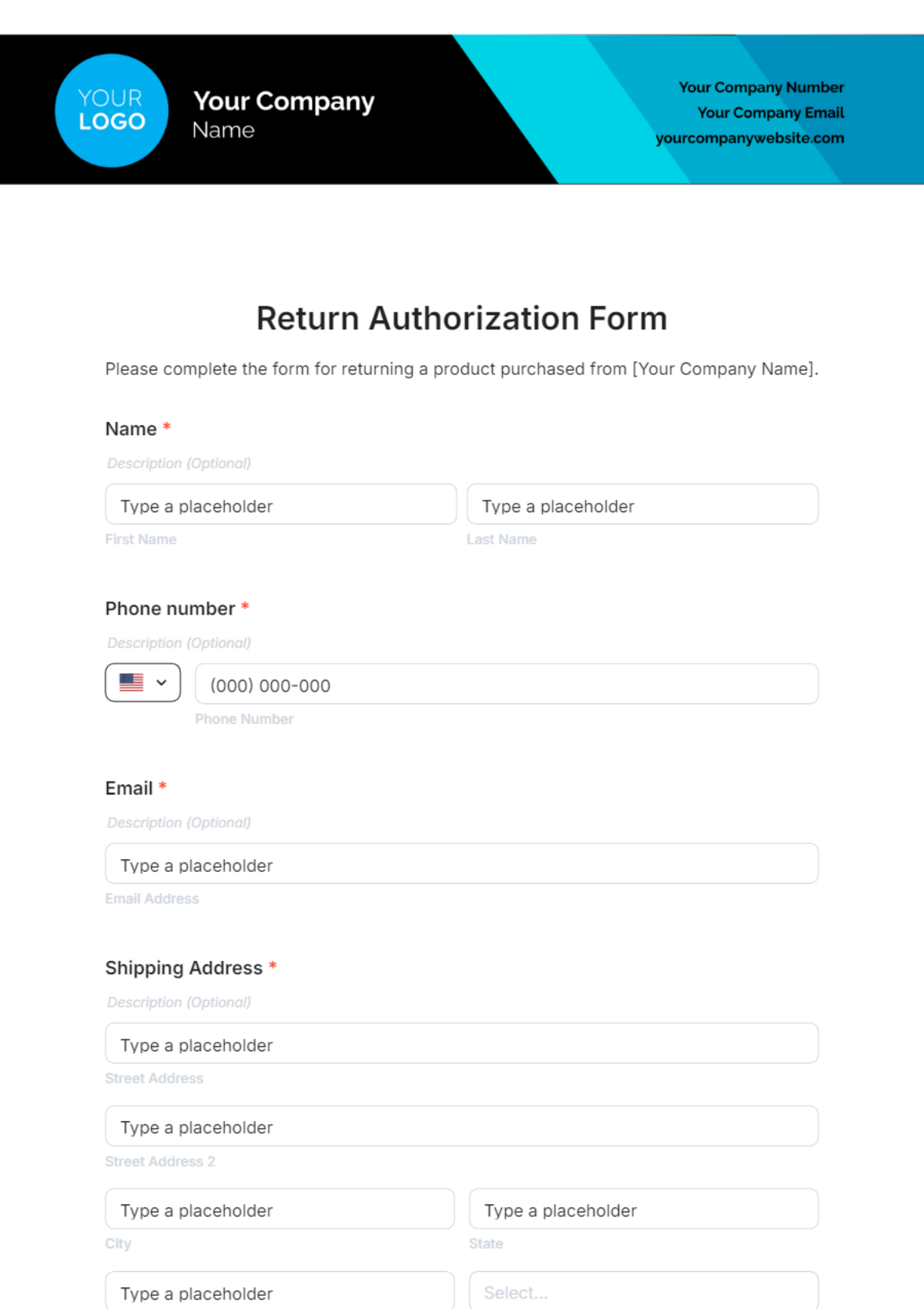 Free Return Authorization Form Template