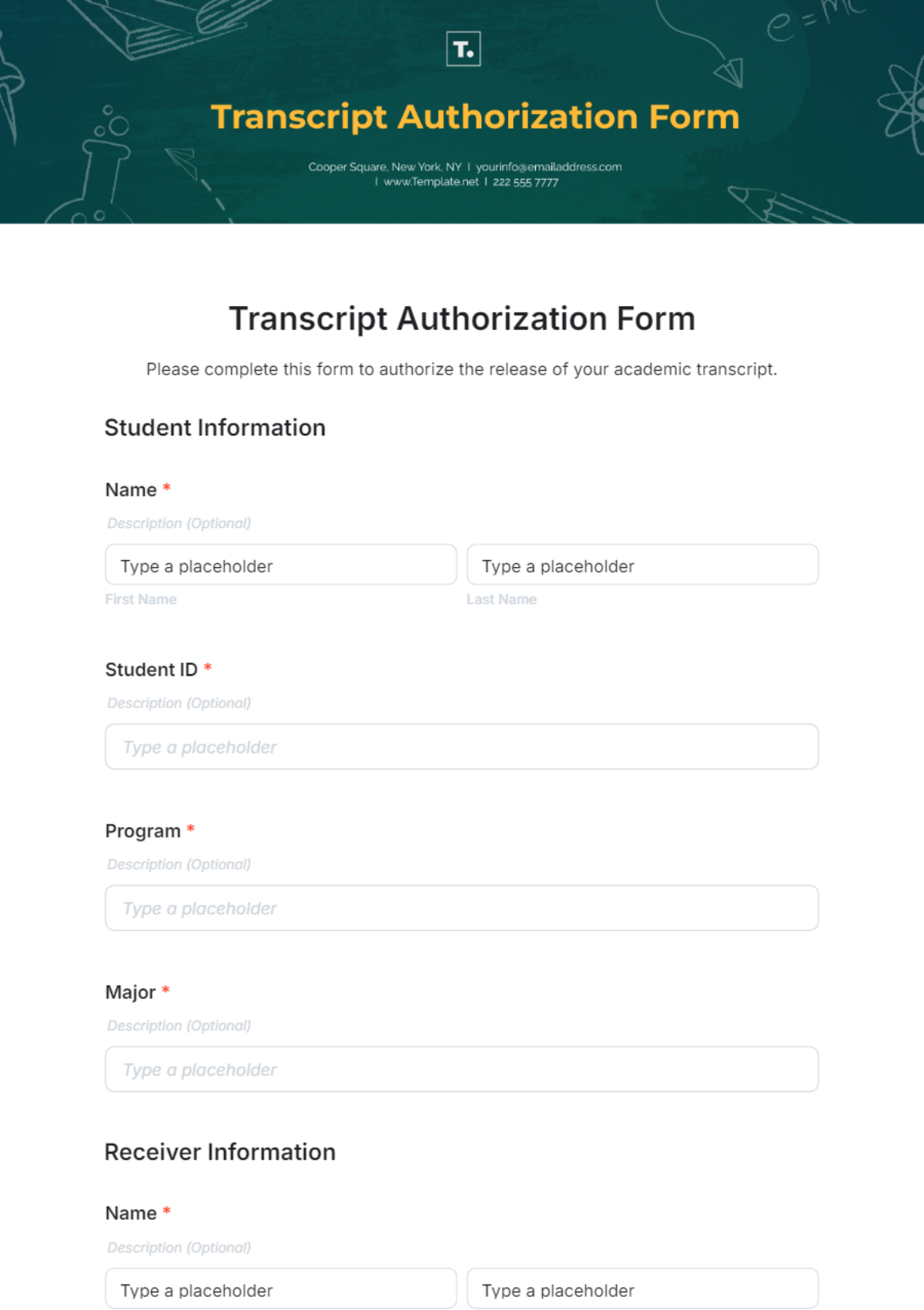 Transcript Authorization Form Template - Edit Online & Download