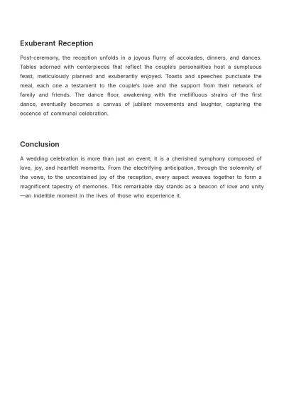 Free Descriptive Essay about Wedding Celebration Template to Edit Online