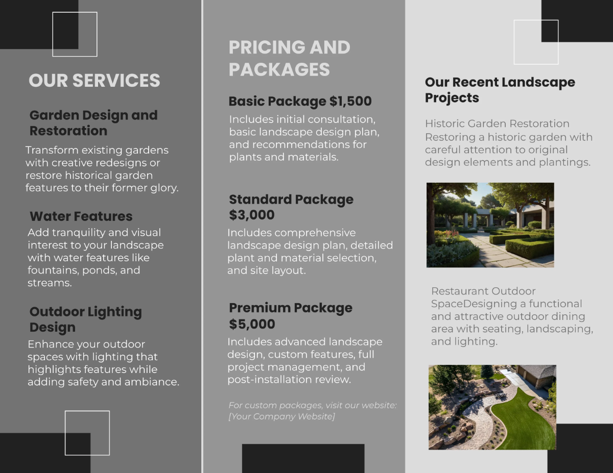 Free Architecture Clean Landscape Brochure Template to Edit Online