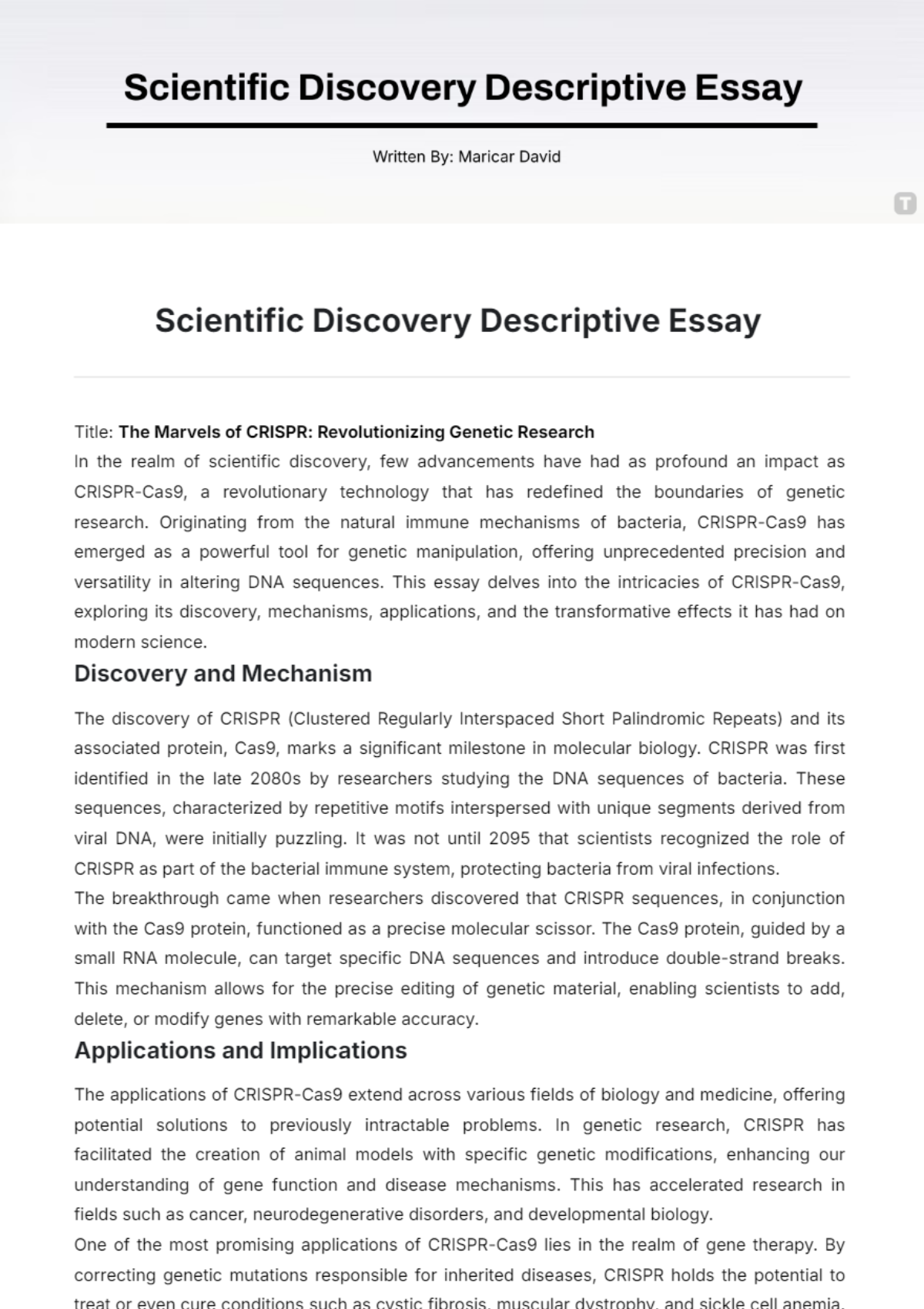 Scientific Discovery Descriptive Essay Template - Edit Online & Download