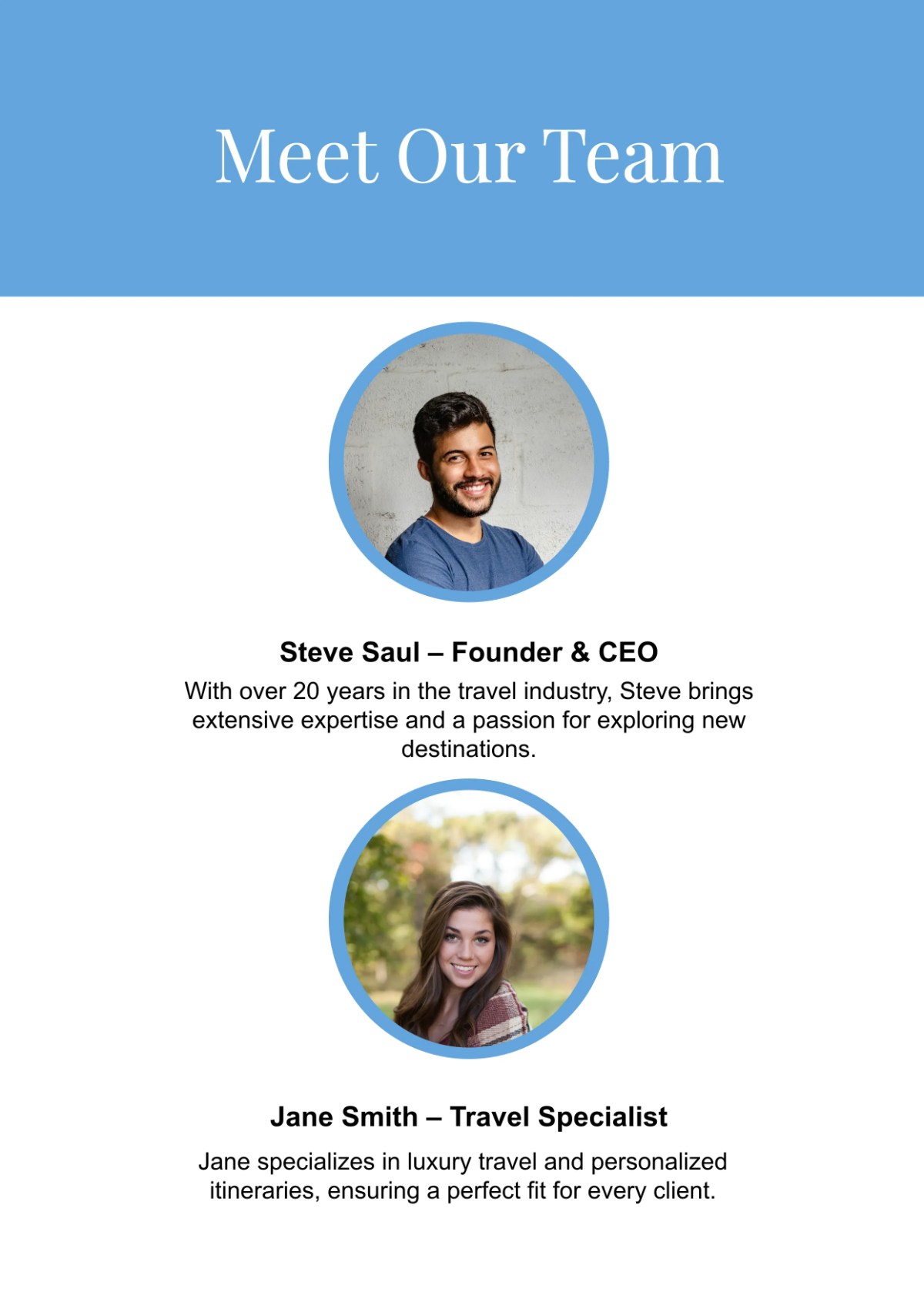 Free Travel Agency Business Profile Template to Edit Online