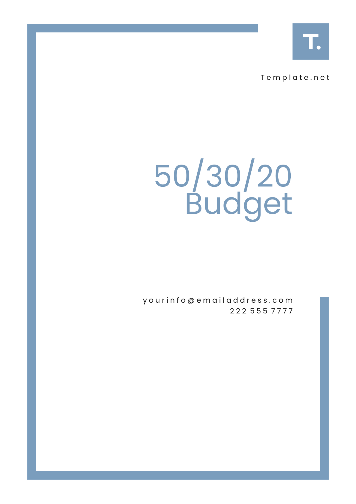 Simple 50/30/20 Budget Template - Edit Online & Download