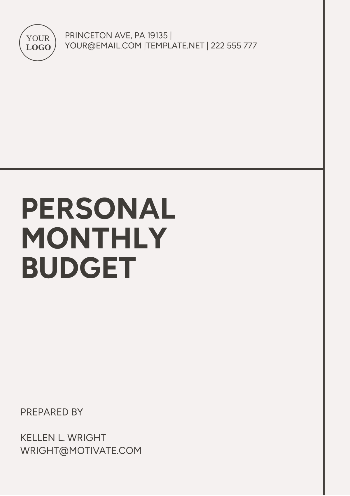 Personal Monthly Budget Template - Edit Online & Download