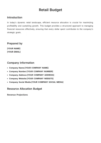 Free Retail Budget Template to Edit Online