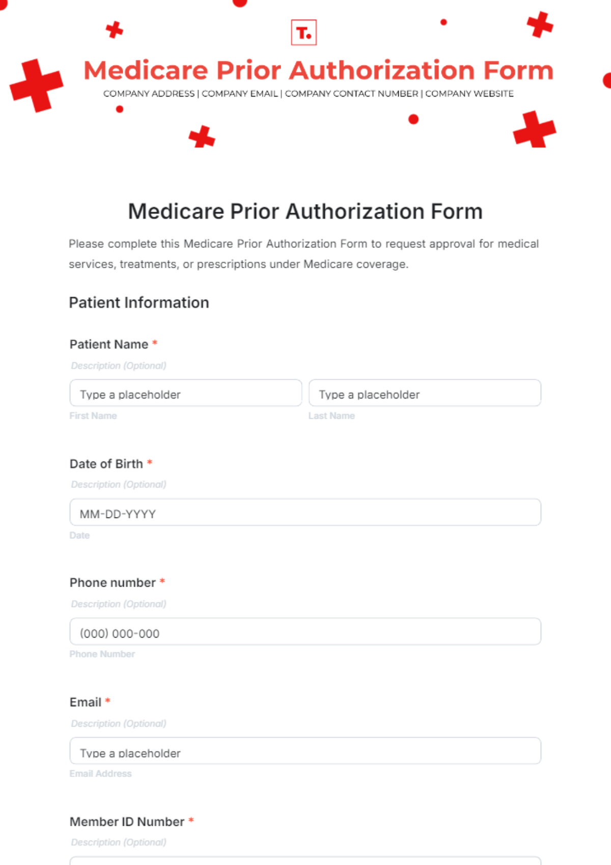 Free Medicare Prior Authorization Form Template