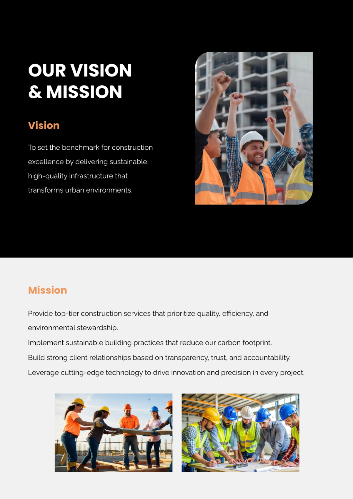 Free Construction Company Business Profile Template to Edit Online