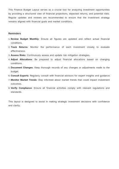 Free Finance Budget Layout Template to Edit Online