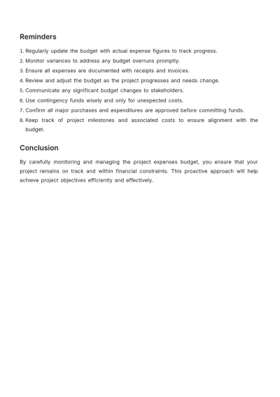 Free Expenses Budget Template to Edit Online