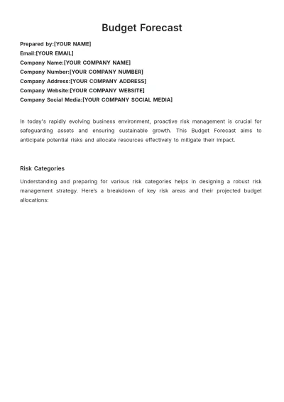 Free Budget Forecast Template to Edit Online