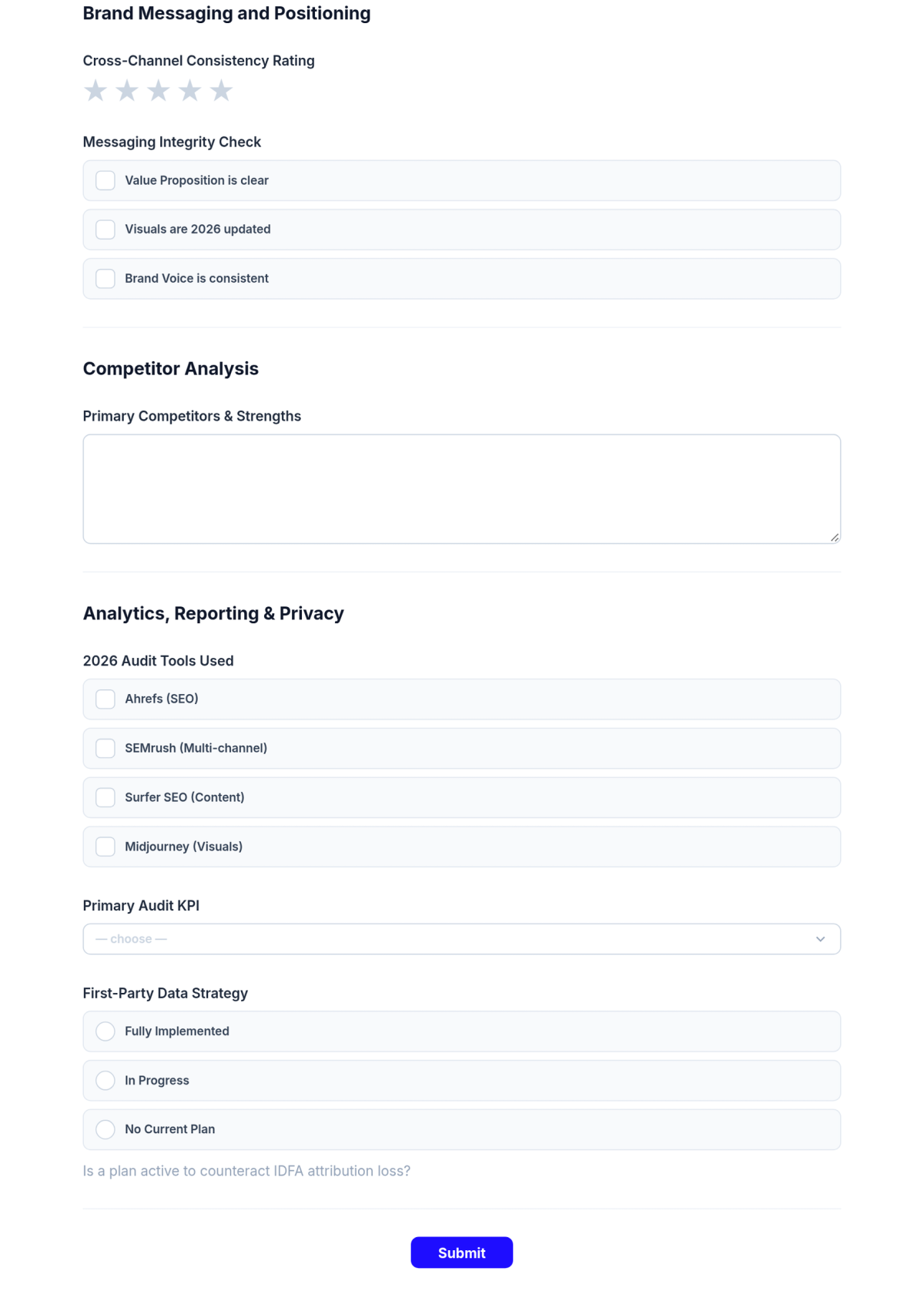Free Digital Marketing Brand Audit Checklist Template & AI Maker Free Digital Marketing Brand Audit Checklist Template & AI Maker