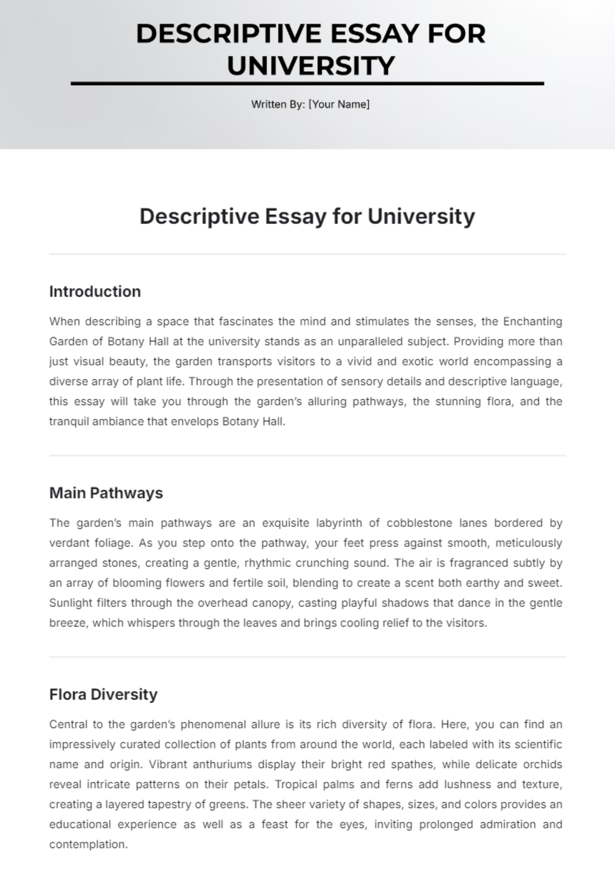 Descriptive Essay for University Template - Edit Online & Download