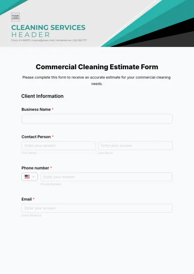 Free Commercial Cleaning Estimate Form Template to Edit Online