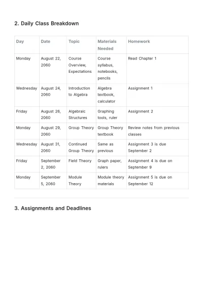 Free Class Planner Template to Edit Online