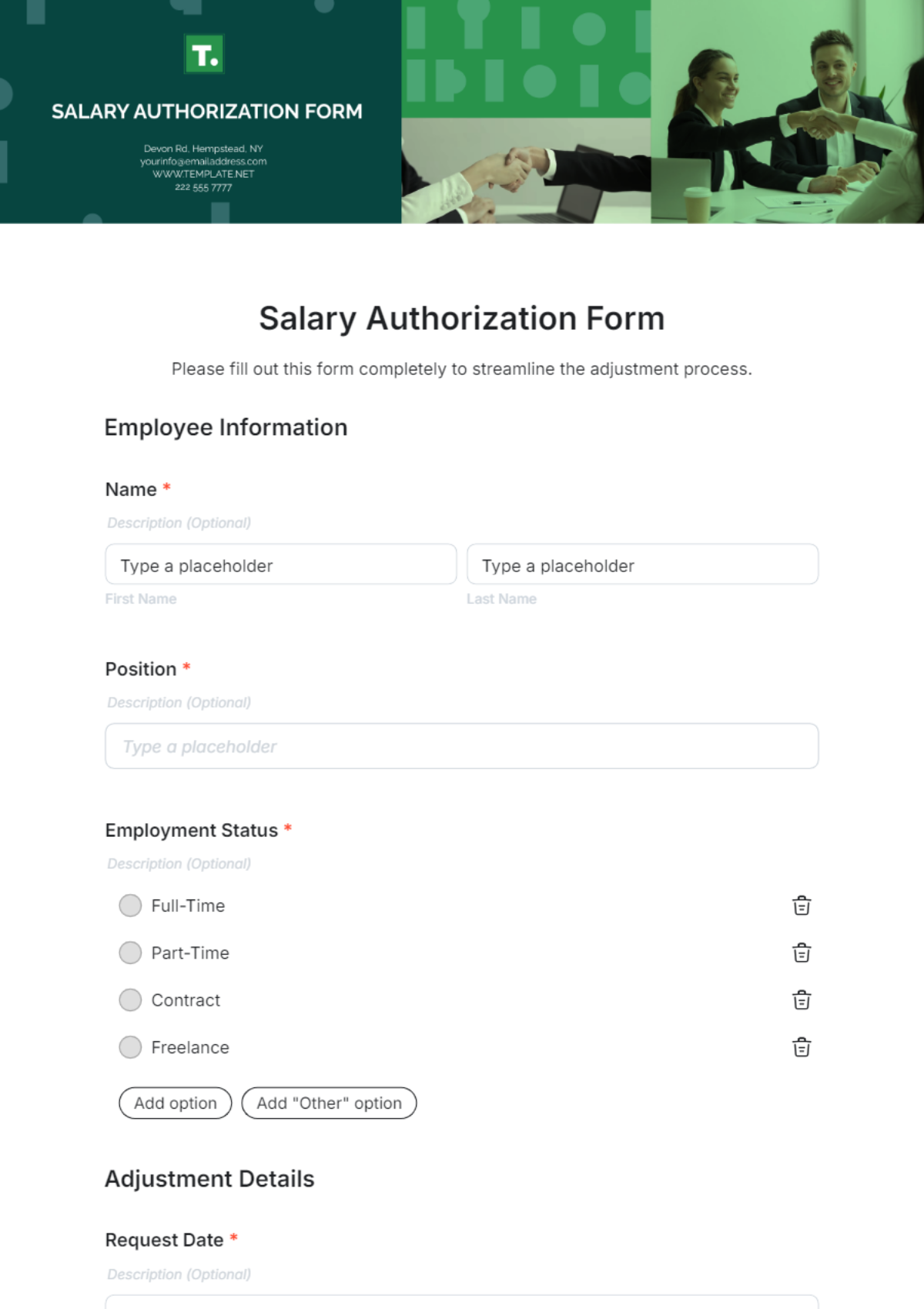 Salary Authorization Form Template - Edit Online & Download