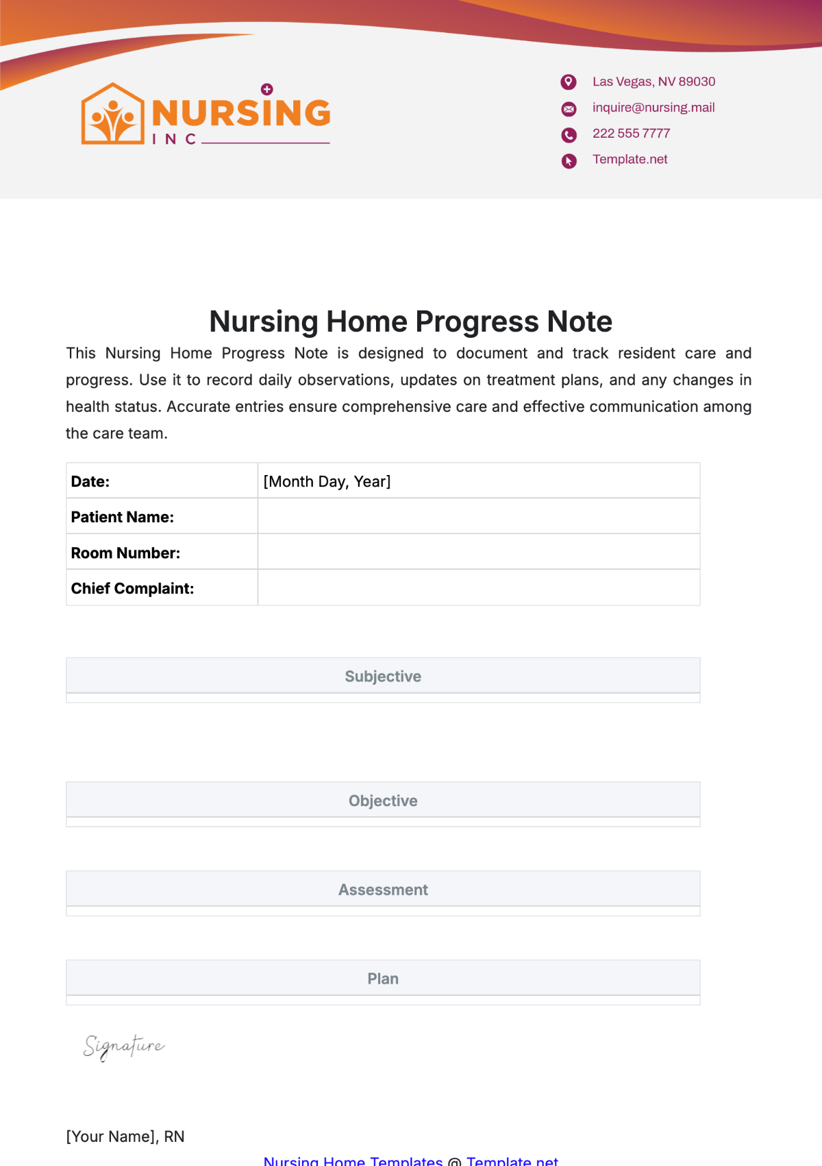 Nursing Home Progress Note Template - Edit Online & Download