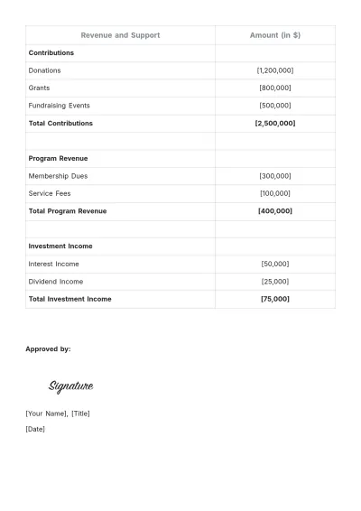 Free Non-Profit Financial Statement Template to Edit Online