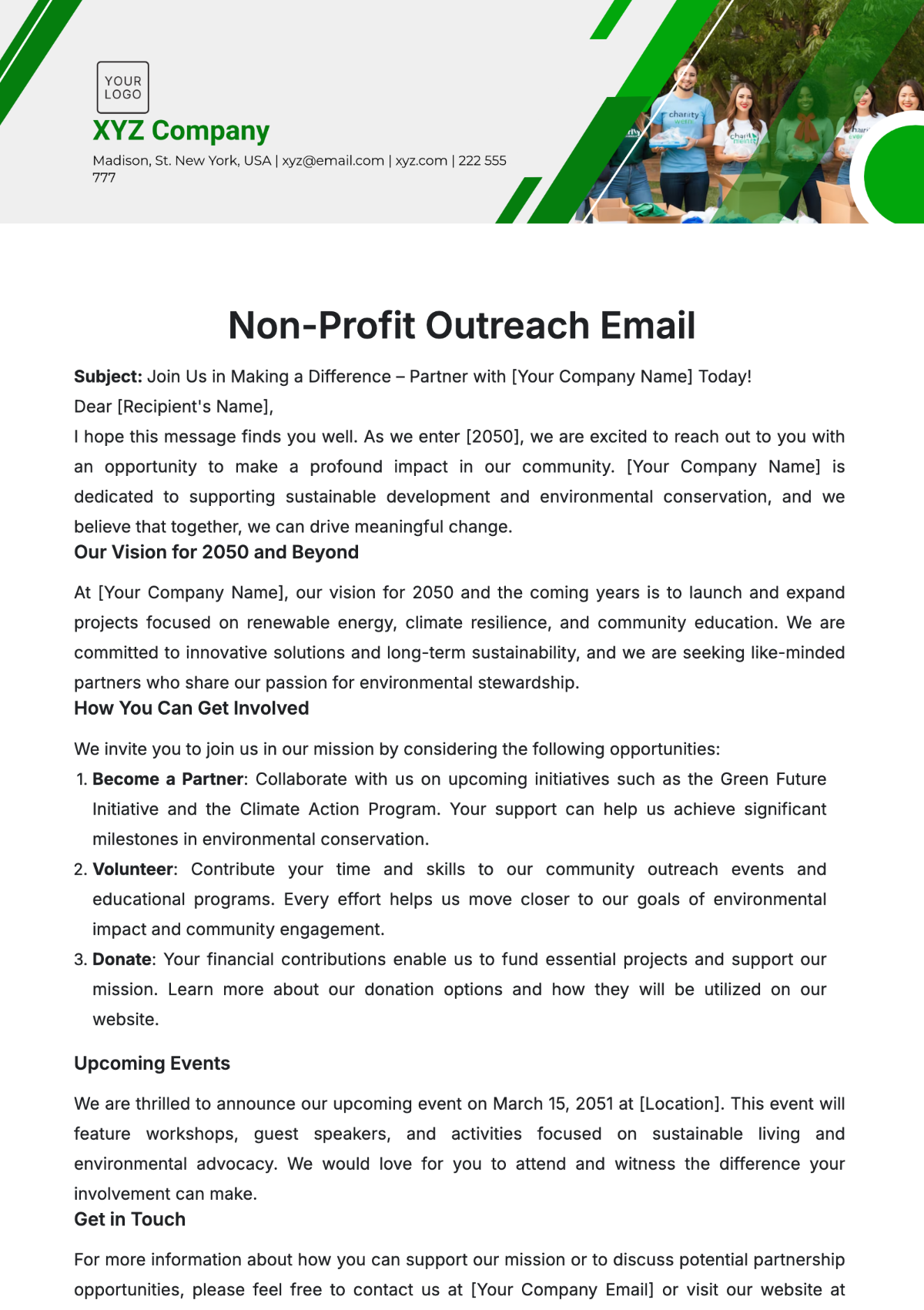 Non-Profit Outreach Email Template