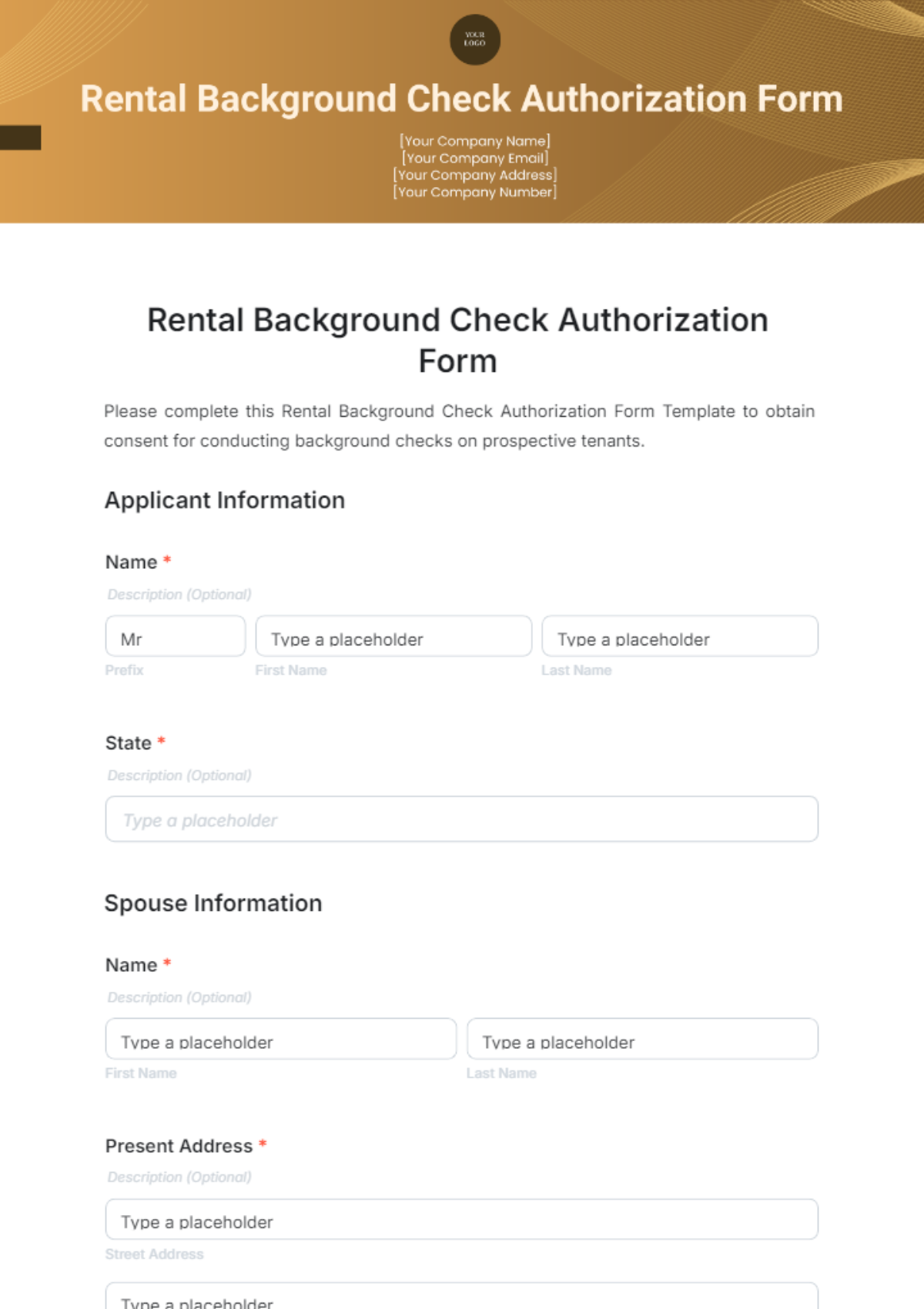 Rental Background Check Authorization Form Template - Edit Online & Download