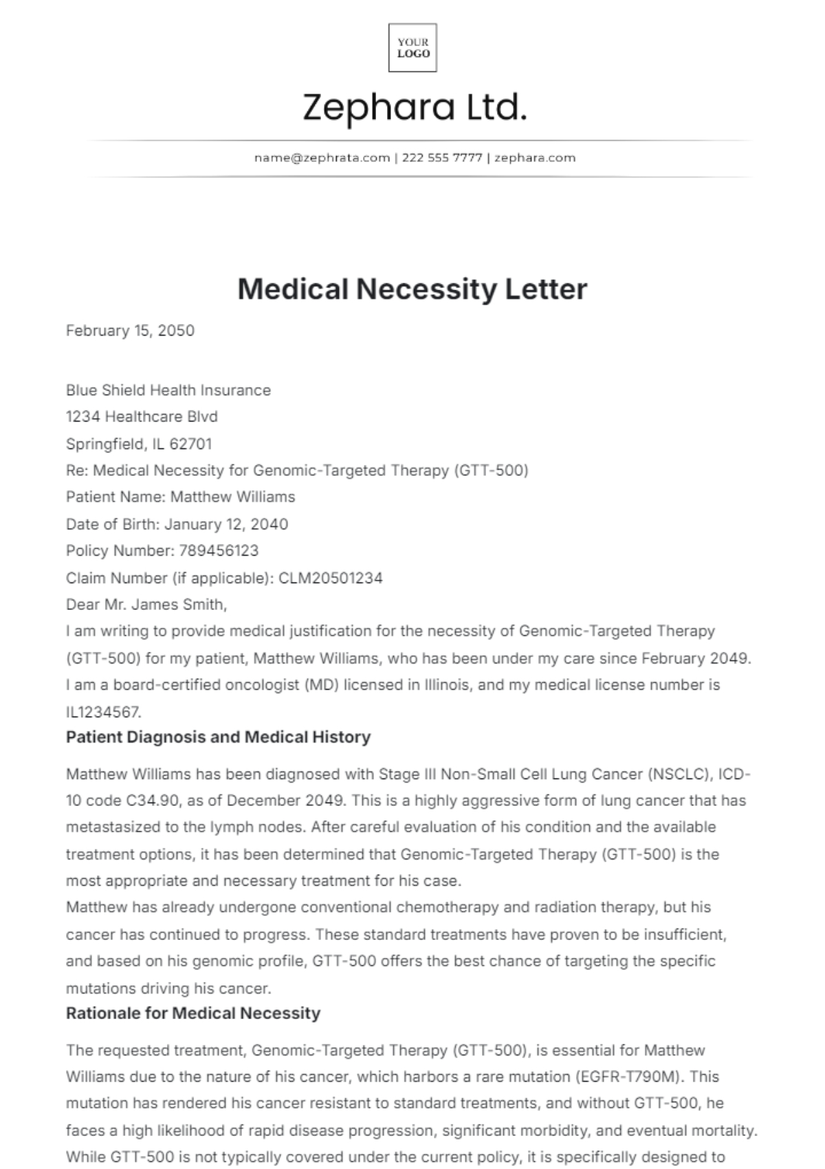 Medical Necessity Letter Template - Edit Online & Download