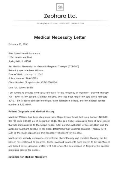 Free Medical Necessity Letter Template to Edit Online