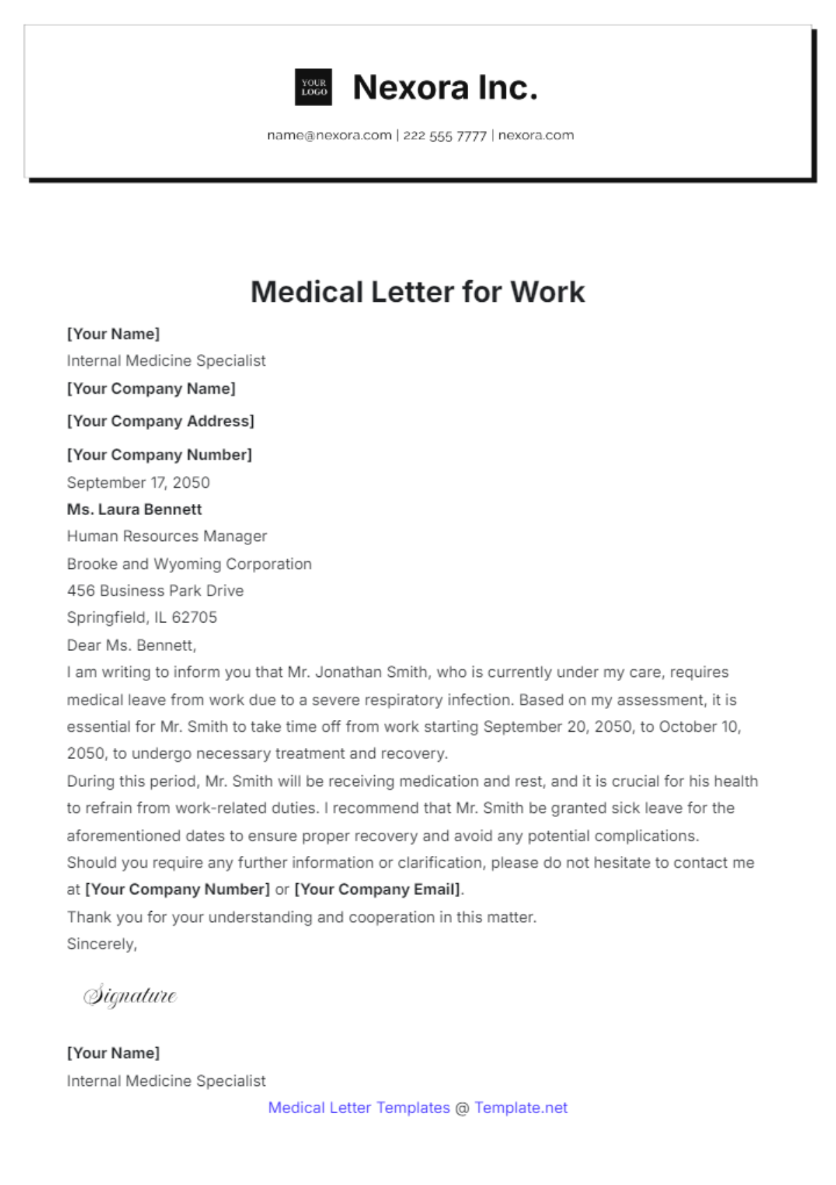 Medical Letter for Work Template - Edit Online & Download