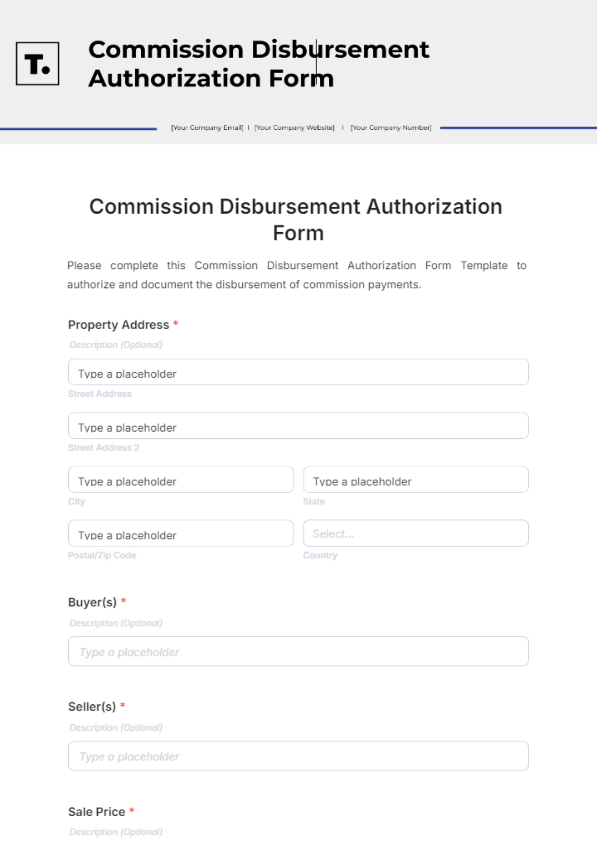 Free Commission Disbursement Authorization Form Template