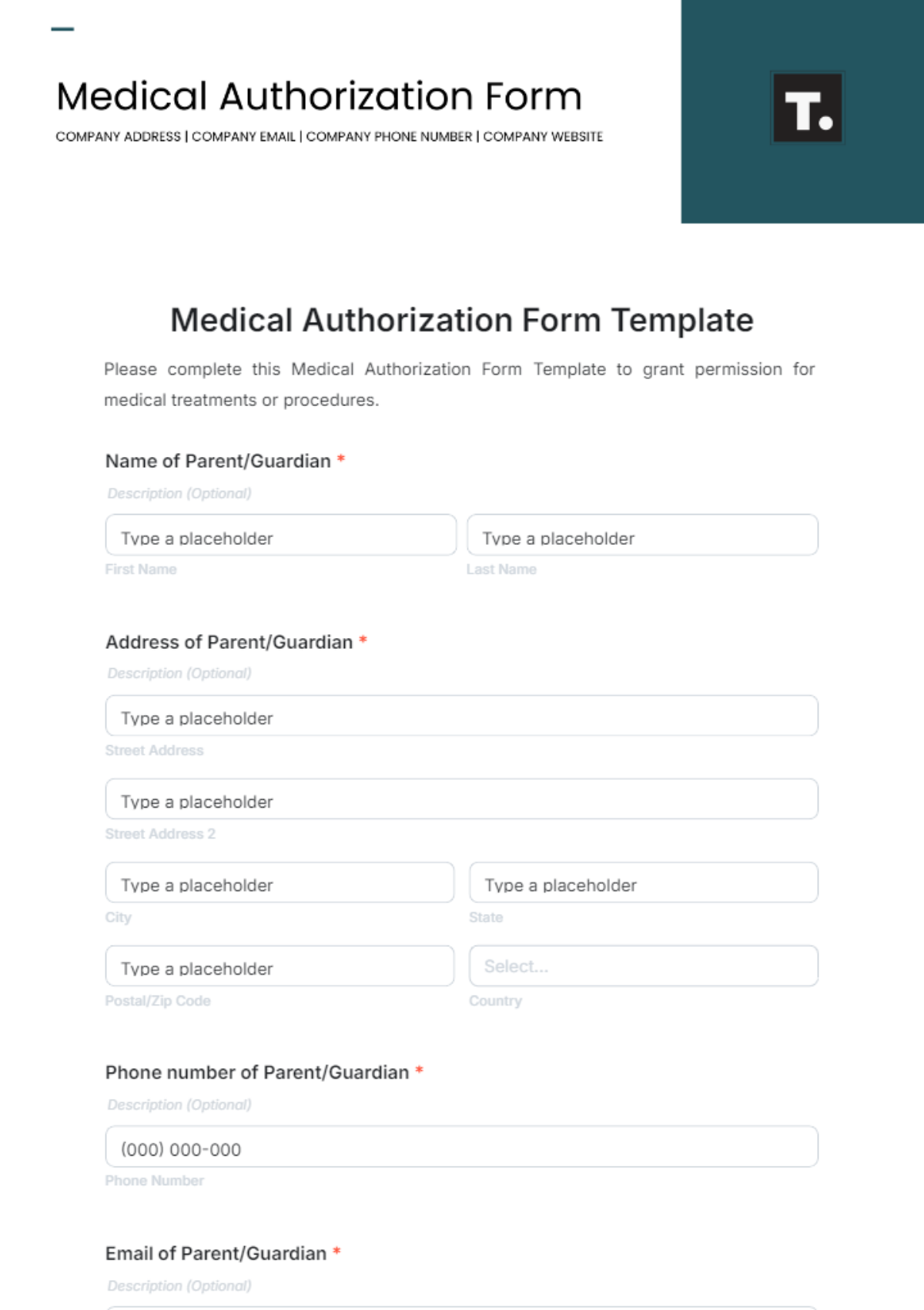 Free Medical Authorization Form Template