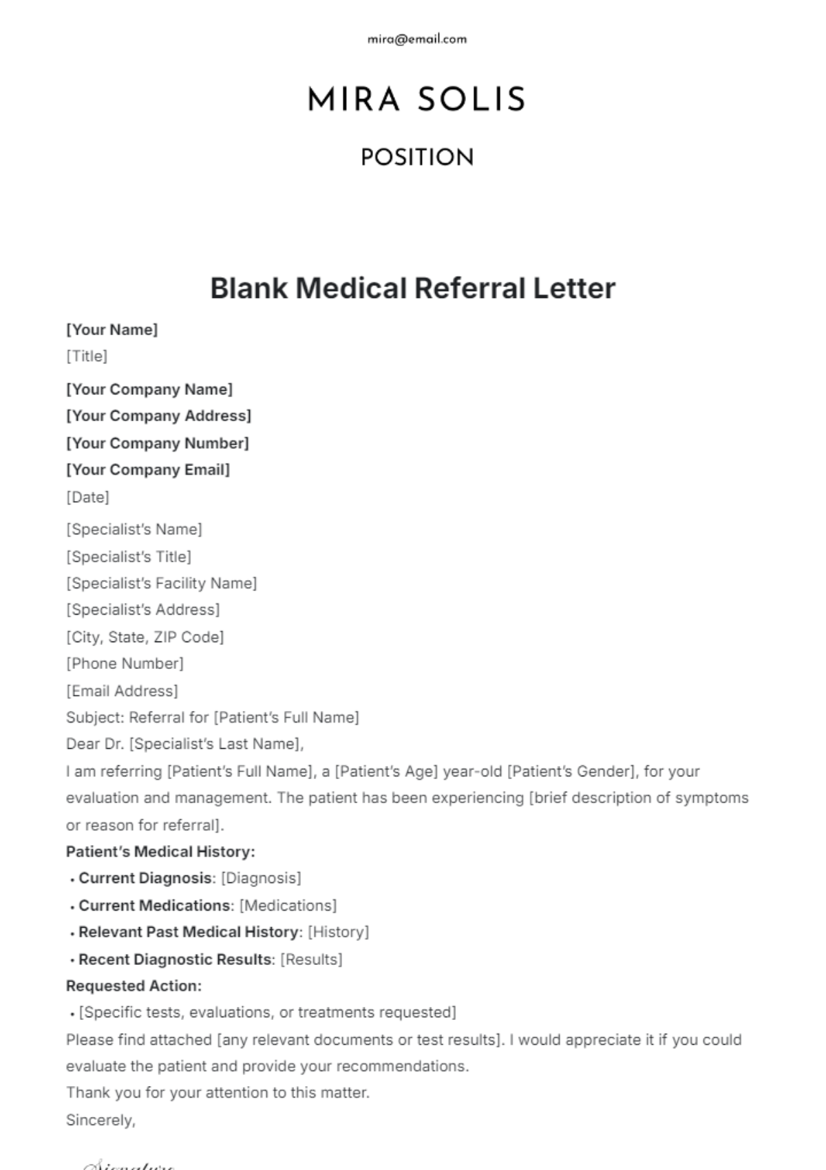 Blank Medical Referral Letter Template - Edit Online & Download