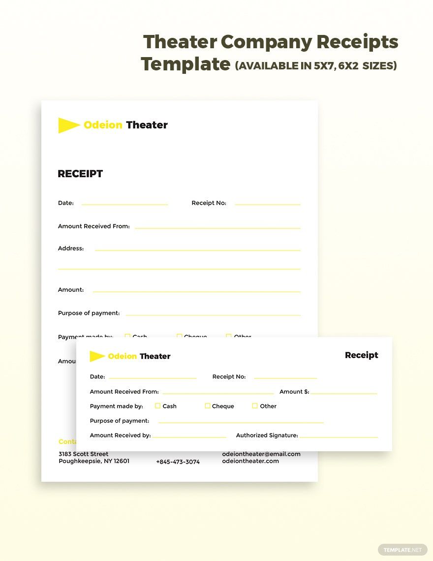 Theater Company Receipts Template