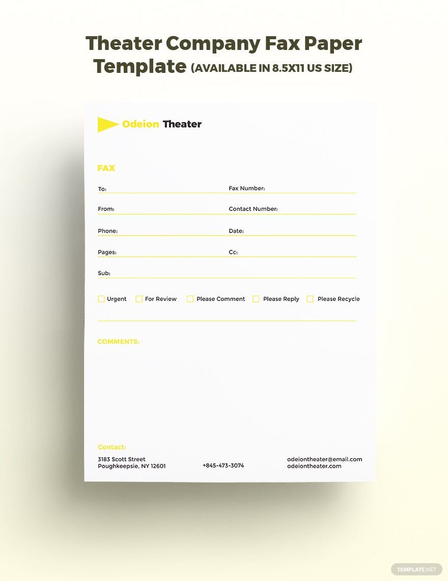 Free Theater Company Fax Paper Template