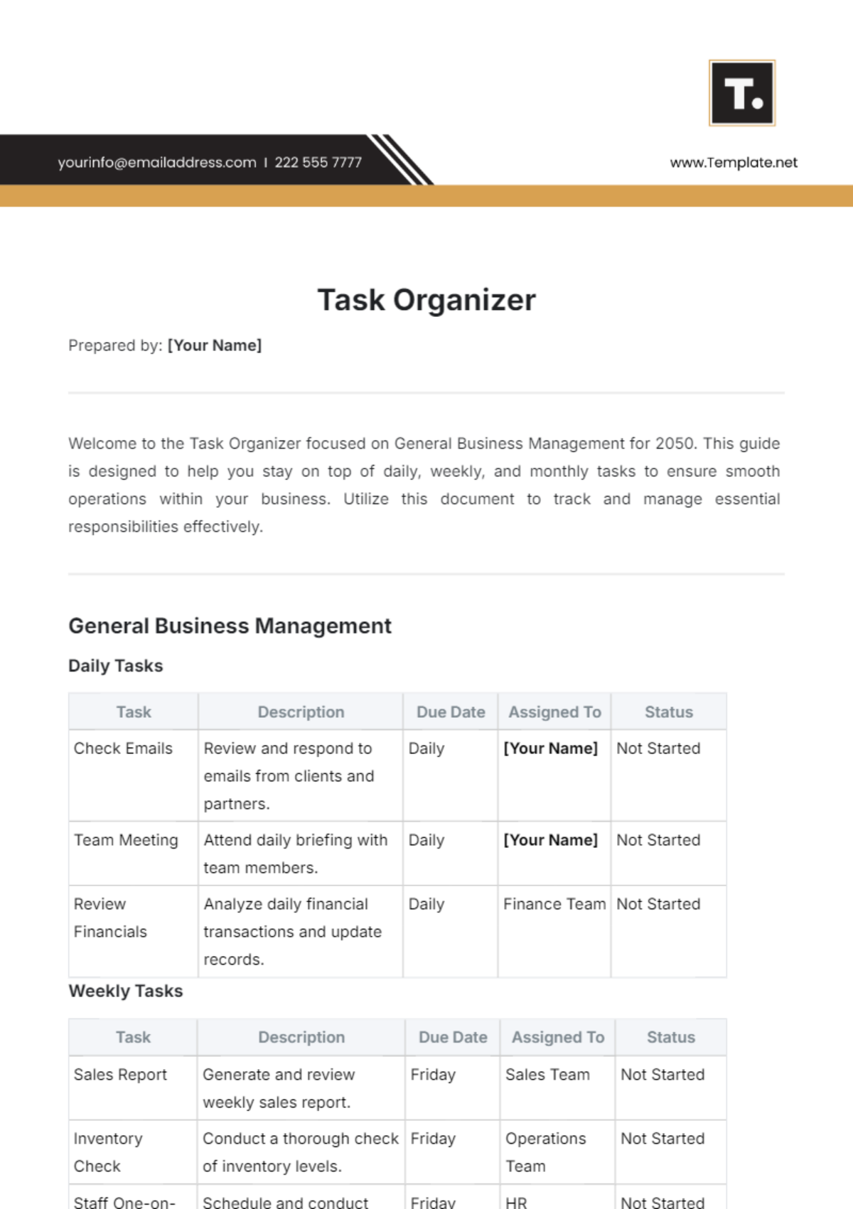 Task Organizer Template