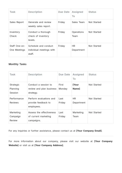 Free Task Organizer Template to Edit Online