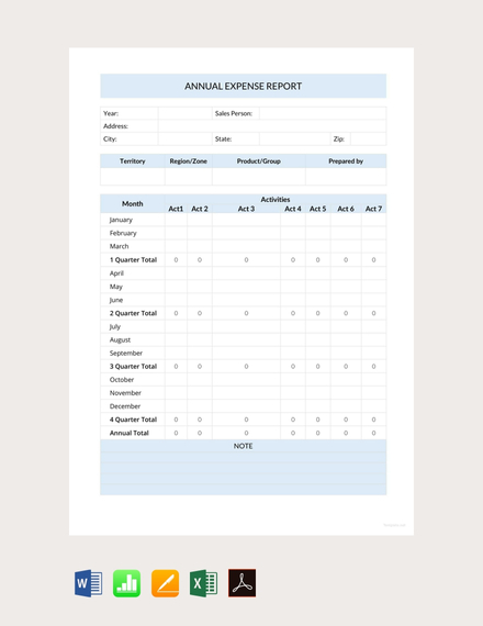 free annual expense report template 440x570