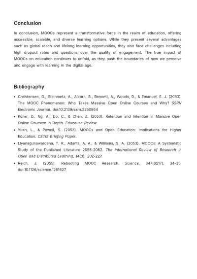 Free Expository Essay on MOOCs  Template to Edit Online