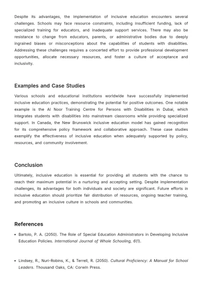 Free Expository Essay on Inclusive Education Template to Edit Online