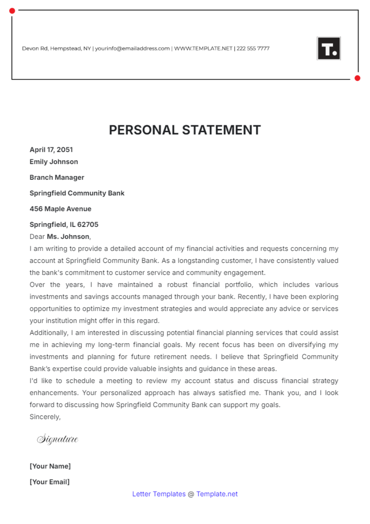 Personal Statement Template