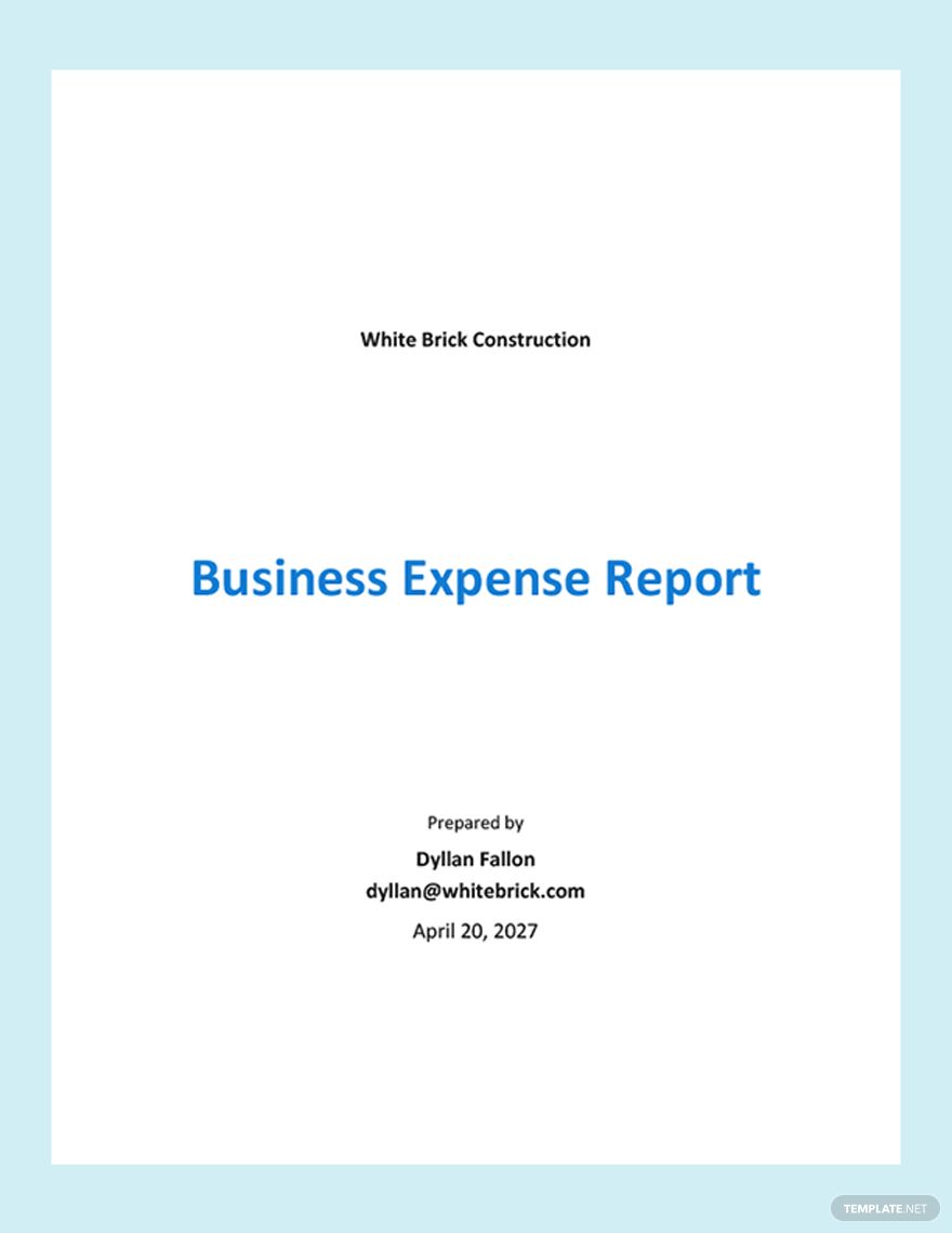 Editable Business Expense Report Template