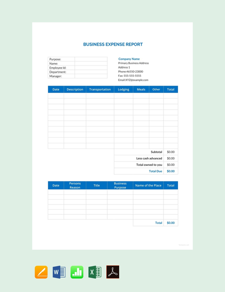 Free Business Expense Report Template Pdf Word Doc Excel Apple Mac Apple Mac Pages Apple Numbers