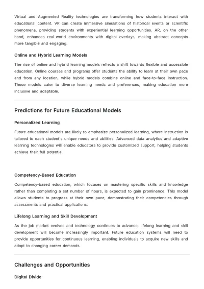 Free Expository Essay on Future of Education Template to Edit Online
