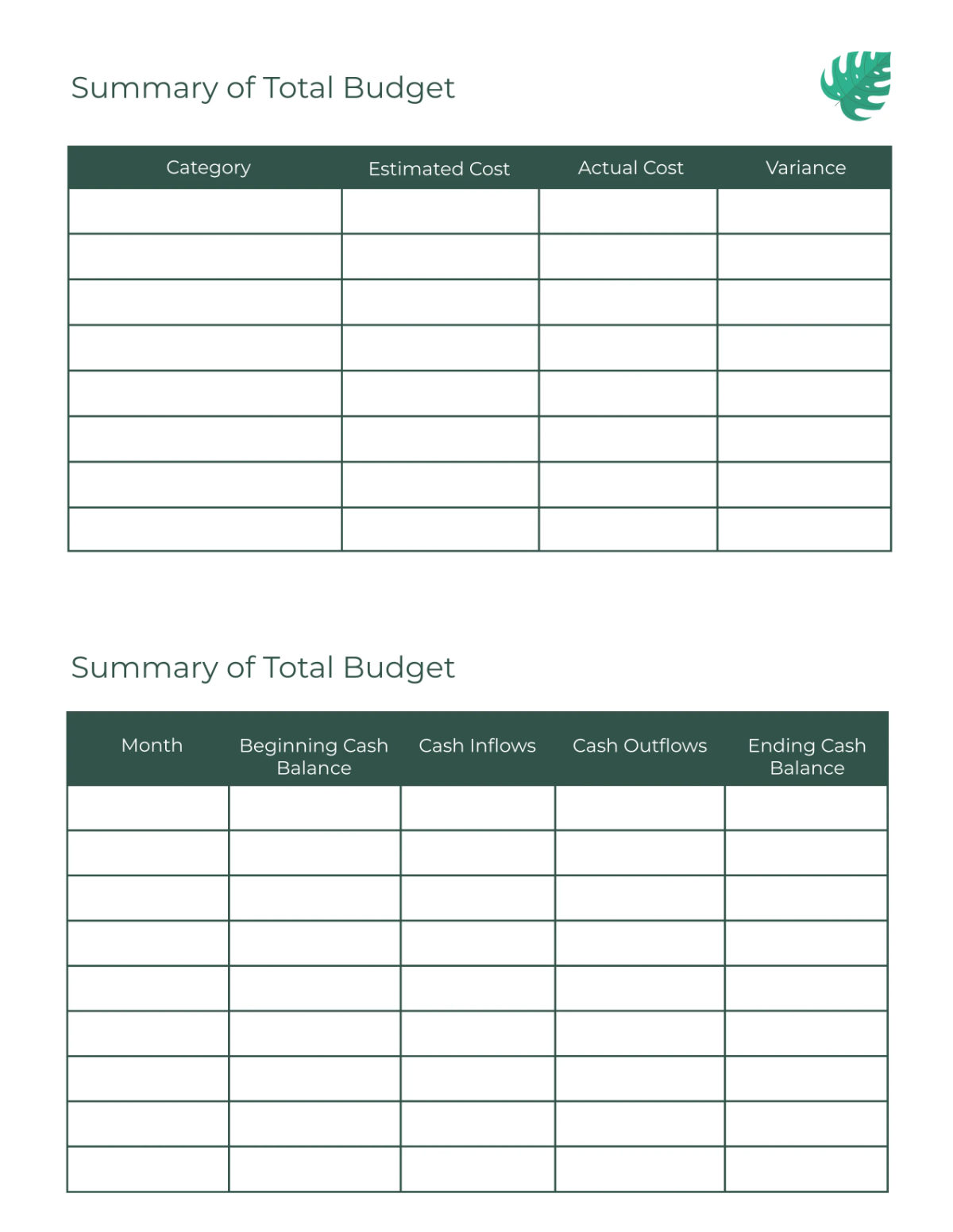 Free Spa Budget Planner Template to Edit Online