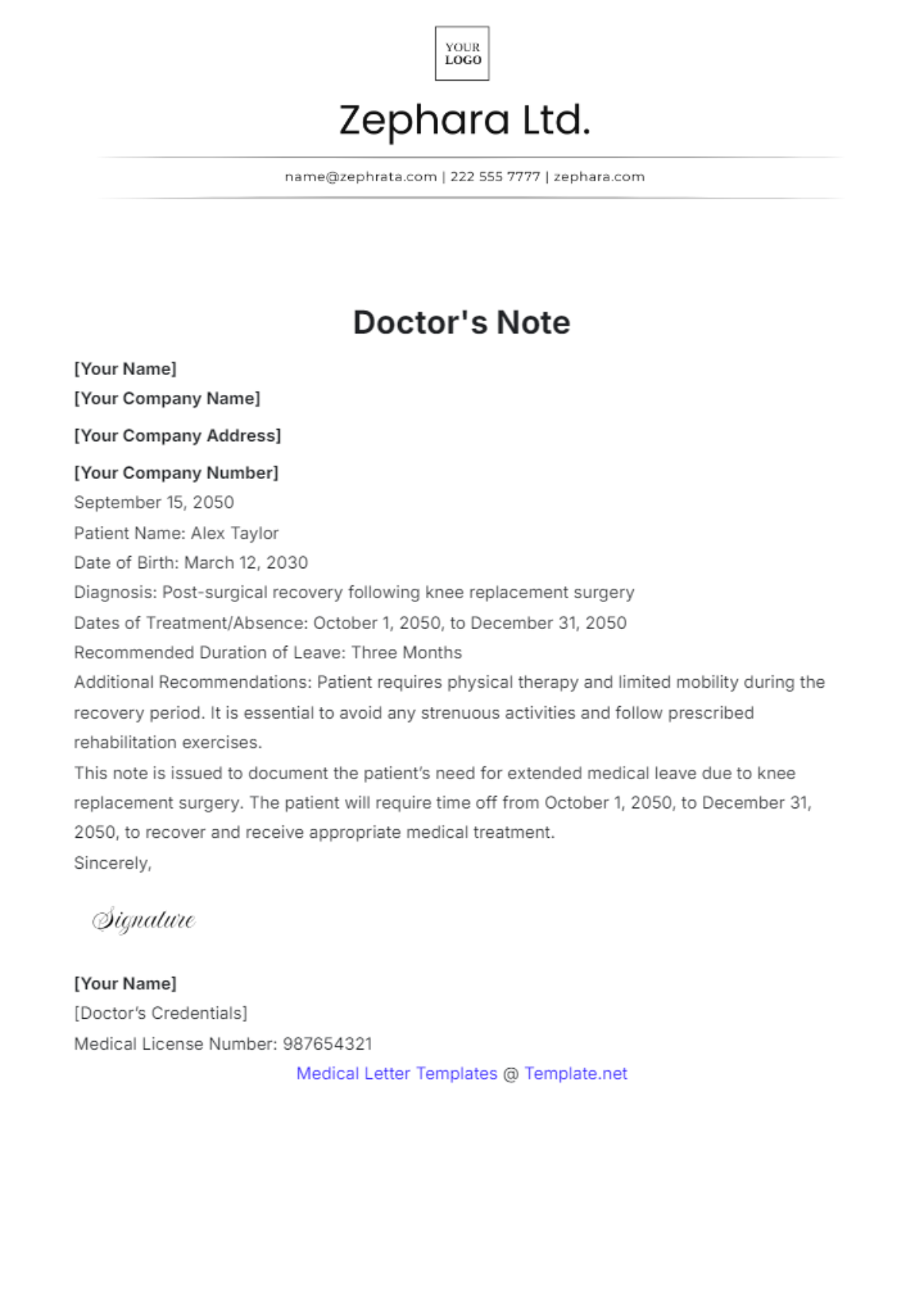 Doctor's Note Template - Edit Online & Download