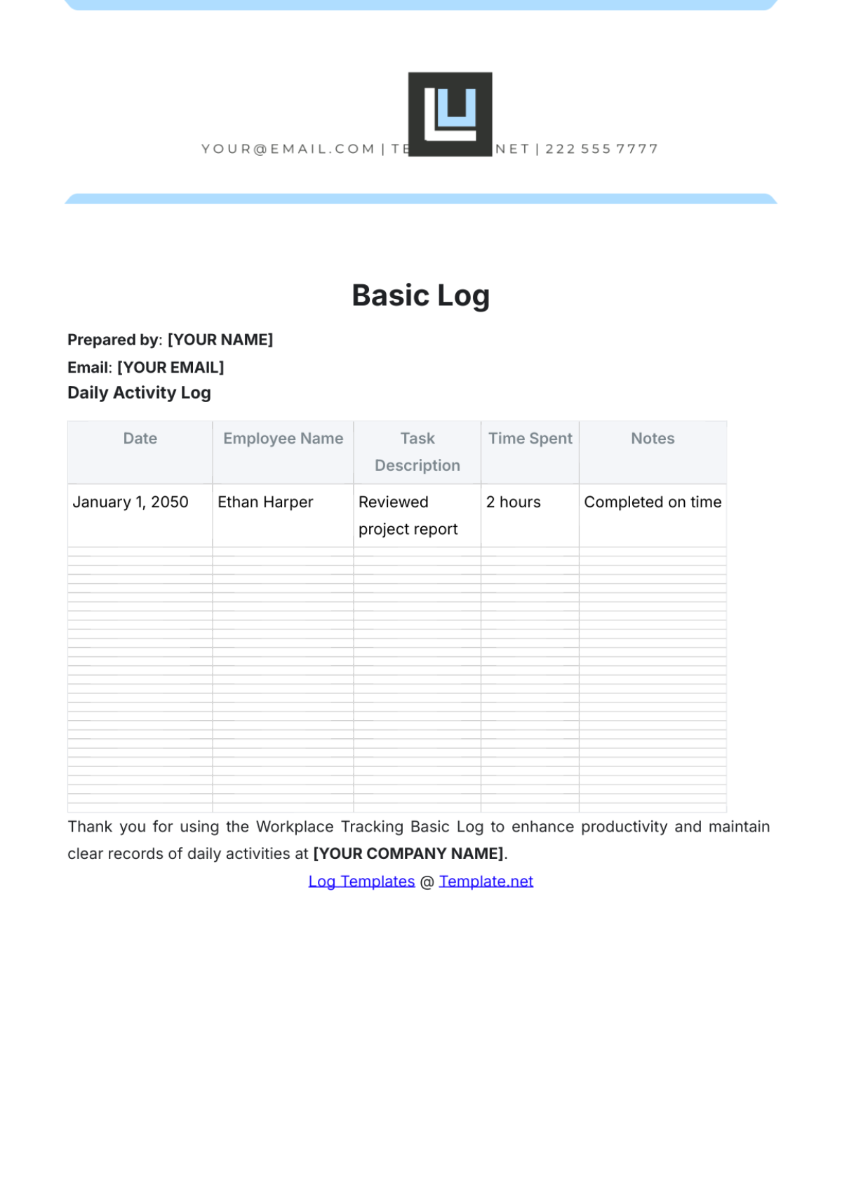 Free X Ray Log Template to Edit Online