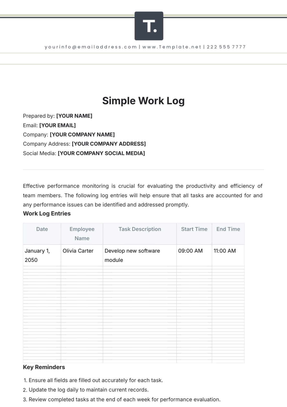 Free X Ray Log Template to Edit Online