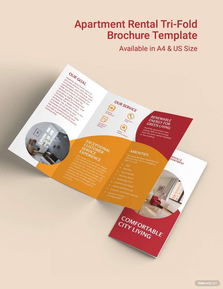 Apartment Rental Tri-Fold Brochure Template