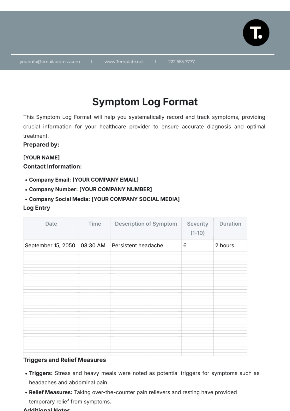 Free X Ray Log Template to Edit Online